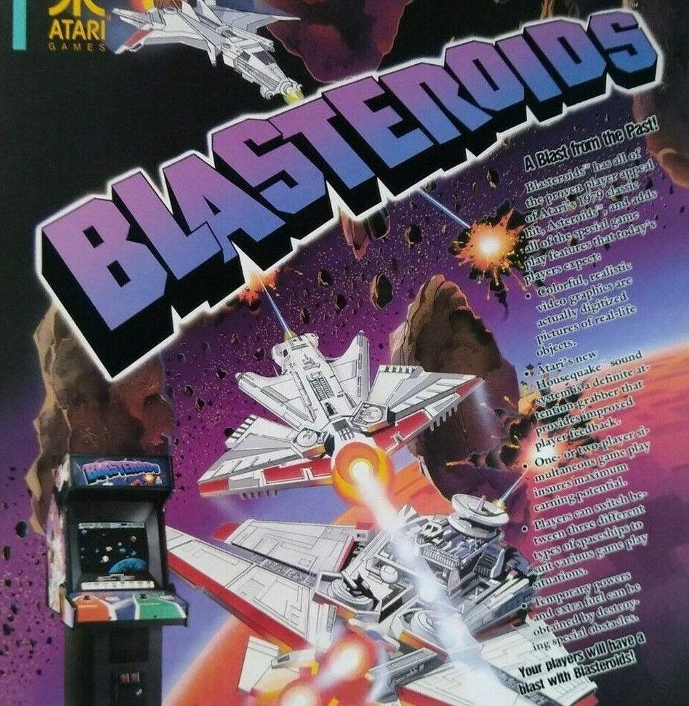 Blasteroids Arcade Flyer 1988 Original Atari Asteroids Space Age Art 8.5" x 11"